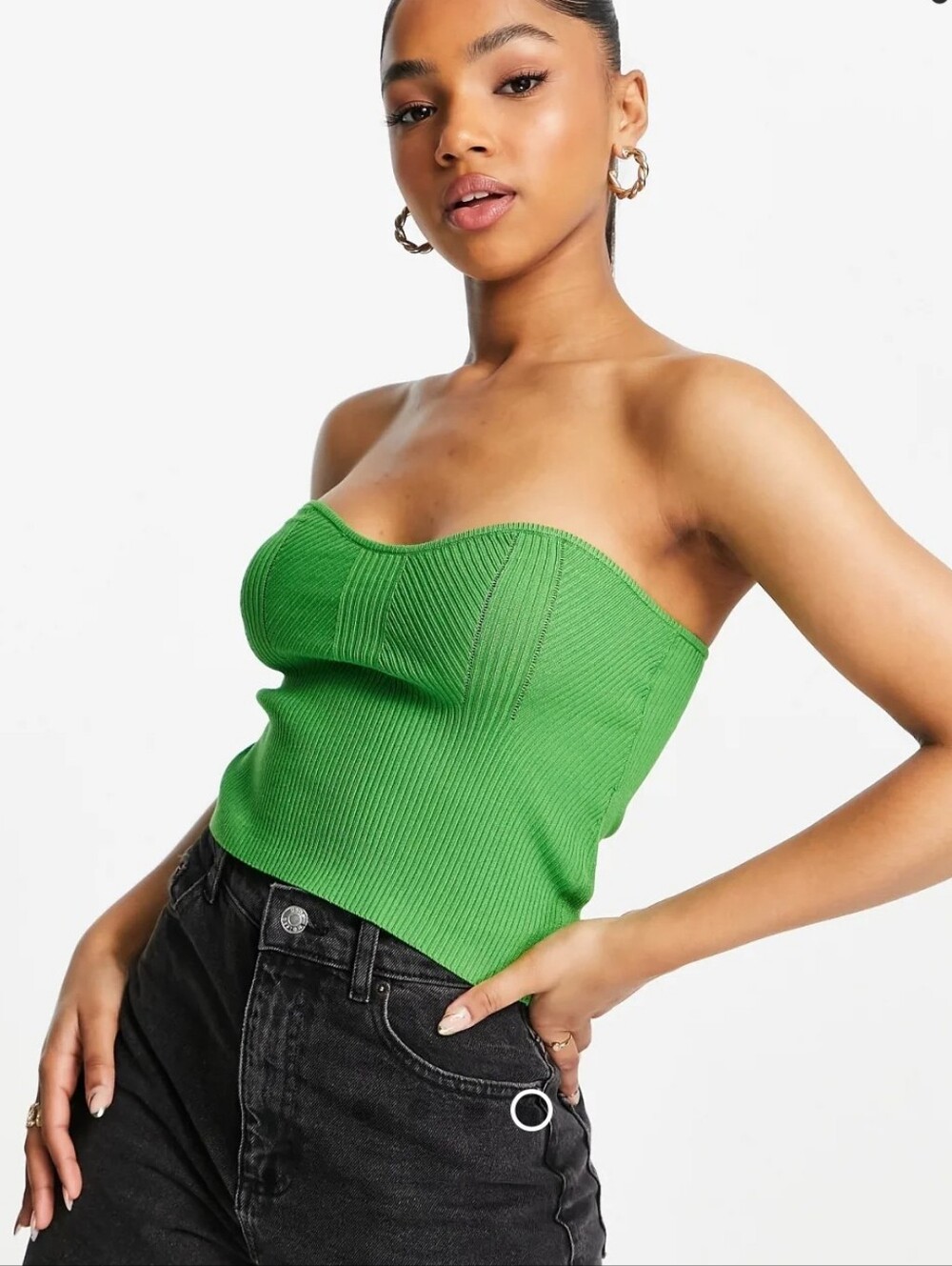 Miss Selfridge Knit Rib Bandeau Summer Strapless Top